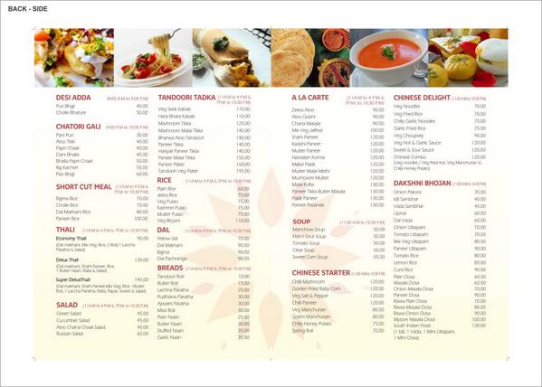 Our Menu Card Back