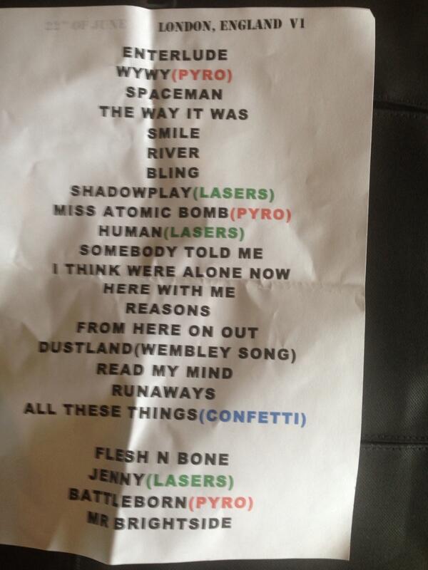 Wembley Stadium on Twitter "Here's the complete set list from tonight