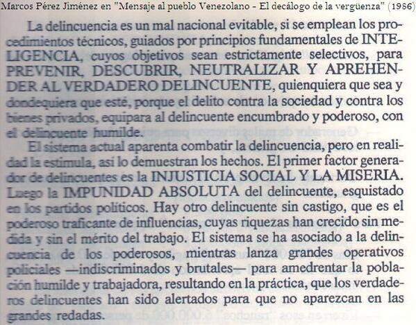 Marcos Pérez Jiménez sobre la delincuencia (1986)