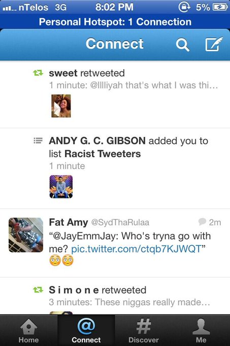 The fuck is this shit? I'm not racist 😳 http://t.co/aophRNSyAH