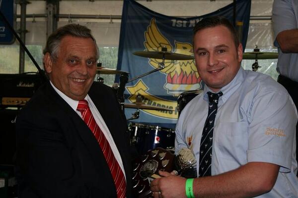 Lee munkley receiving the forwards award on behave of his brother (Jamie)
