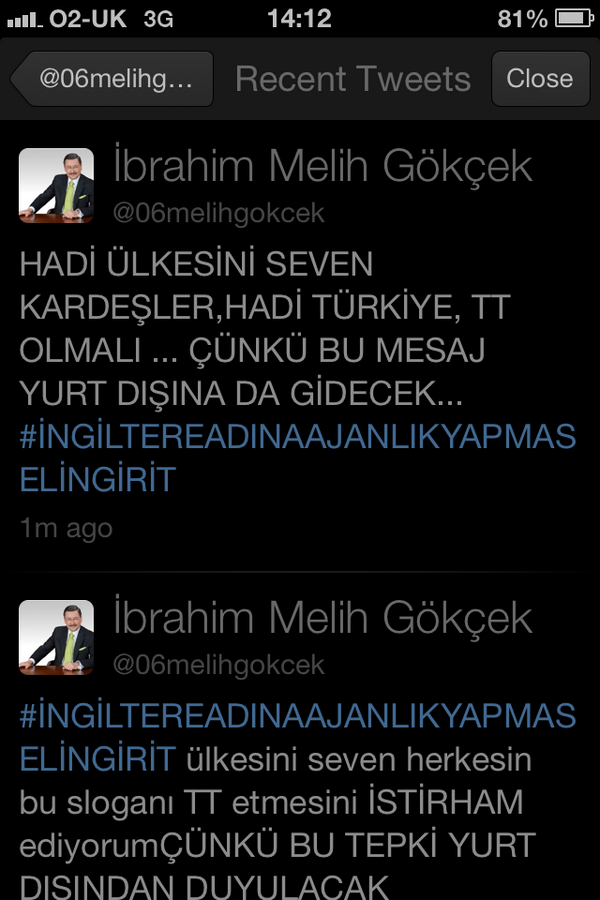 #Yoğurtçu forumundan bildirdiğim tweetler nedeniyle <a href="/06melihgokcek/">İbrahim Melih Gökçek</a> tarafından hedef gösterildim. #basinozgurlugu