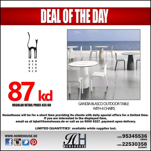 HomeHousede's tweet photo. JUNE 23, 2013 deal of the day - GANDIA BLASCO OUTDOOR TABLE http://t.co/7rEVZoOigs