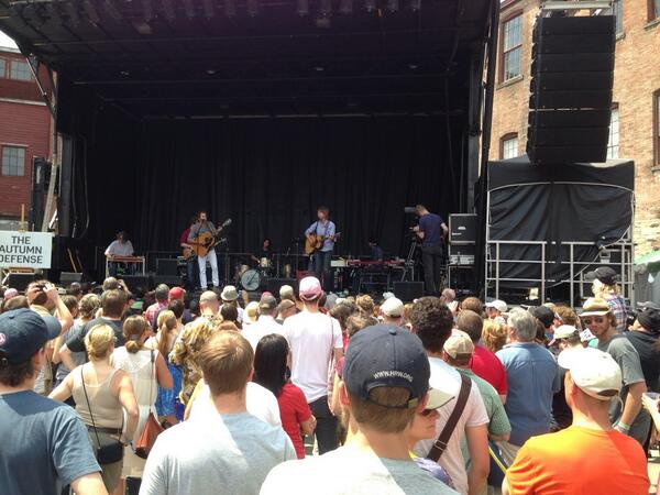 WNYT's tweet photo. @ehoppel #autumndefense on courtyard stage at #SolidSound2013 at #massmoca http://t.co/GZcBNQMY72