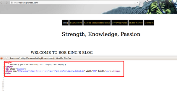 Hulk_Crusader's tweet photo. @robkingfitness Your site (h00p://www.robkingfitness.com) is being used to distribute malware. #MalwareMustDie http://t.co/El0UXYOPQF