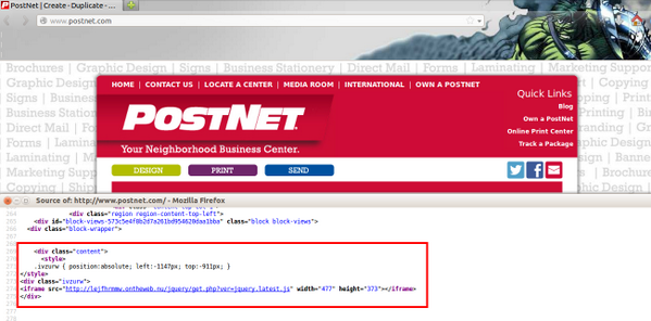 Hulk_Crusader's tweet photo. @PostNet Your site (h00p://www.postnet.com) is being used to distribute malware. #MalwareMustDie http://t.co/Dz0XX7Q9z7