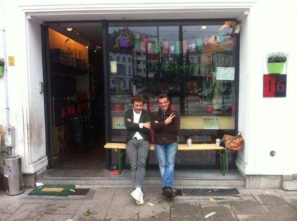 michaeltcleland's tweet photo. Bad ass Belgians. @caffenation @DunneFrankowski @simonboone77  #reunited #lads http://t.co/eDrGa5eXlt