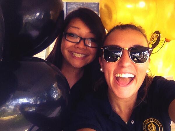 Balloon duty and golf cart rides around campus with <a href="/rowwithit17/">Michelle Ly</a> #cruisingcampus #bryant17