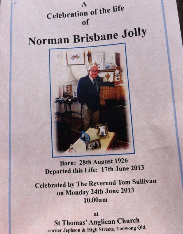 Norman Brisbane Jolly has been farewelled