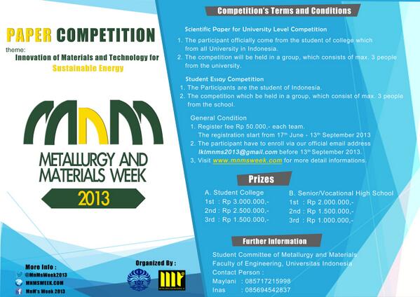 #PaperCompetition #MnMsWeek2013 download our guidebook at mnmsweek.com cc: <a href="/MechanicalUMY/">Mechanical Eng UMY</a> <a href="/himkaundip/">HIMKA FK UNDIP</a>