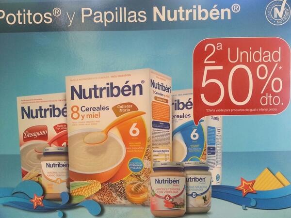FHorreo's tweet photo. Al comprar potitos o papillas Nutriben la segunda unidad tiene un 50% de descuento ( hasta fin de existencias ) http://t.co/LddLn5WVDh