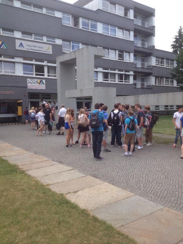 Outside the hostel in Berlin about to set off for the Reichstag.