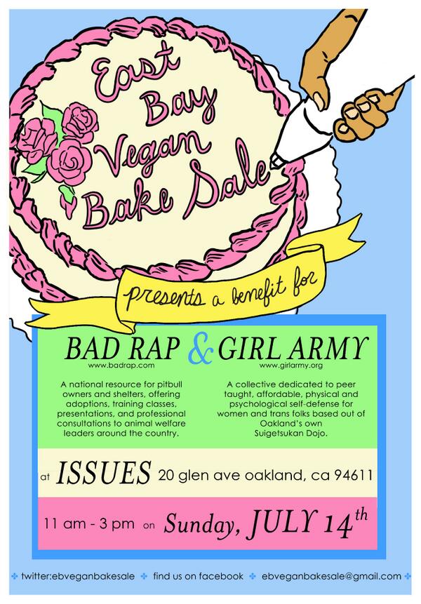 EBVeganBakeSale's tweet photo. The EBVB makes its triumphant return 7/14 in front of @issuesshop! Please join us to support @BADRAPorg &amp; Girl Army! http://t.co/r5LdtVOYfH