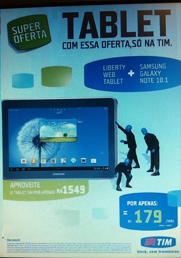 dan_bbastos's tweet photo. OFERTA TABLET: Galaxy Note 10.1 + Internet Ilimitada por R$ 179/mensais!! Vá a uma loja TIM e garanta o seu! http://t.co/rjyJy8yrom