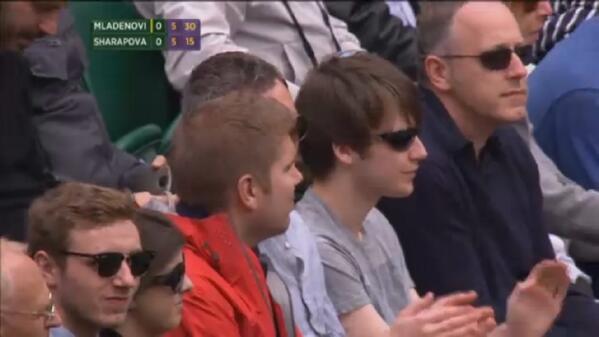 Chaddiechadwick's tweet photo. Totally got on tv from Wimbledon. Our seats were goddamn amazing! Centre court front row. #awesomeday http://t.co/H6EtQnnmXx