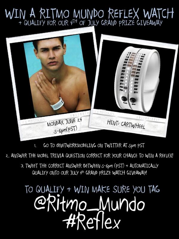 runawayymodel's tweet photo. It's that time again...WIN a @Ritmo_Mundo #Reflex Watch with @NetworkModeling on twitter today at 5pm PST! http://t.co/kG3OhWAfPU