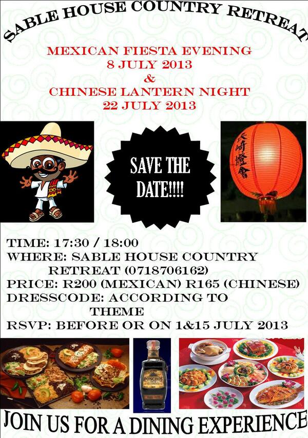 SableHouse1's tweet photo. Come and enjoy exotic flavours of foreign countries at Sable House Country Retreat #SableHouse http://t.co/wvUqLcfnMZ