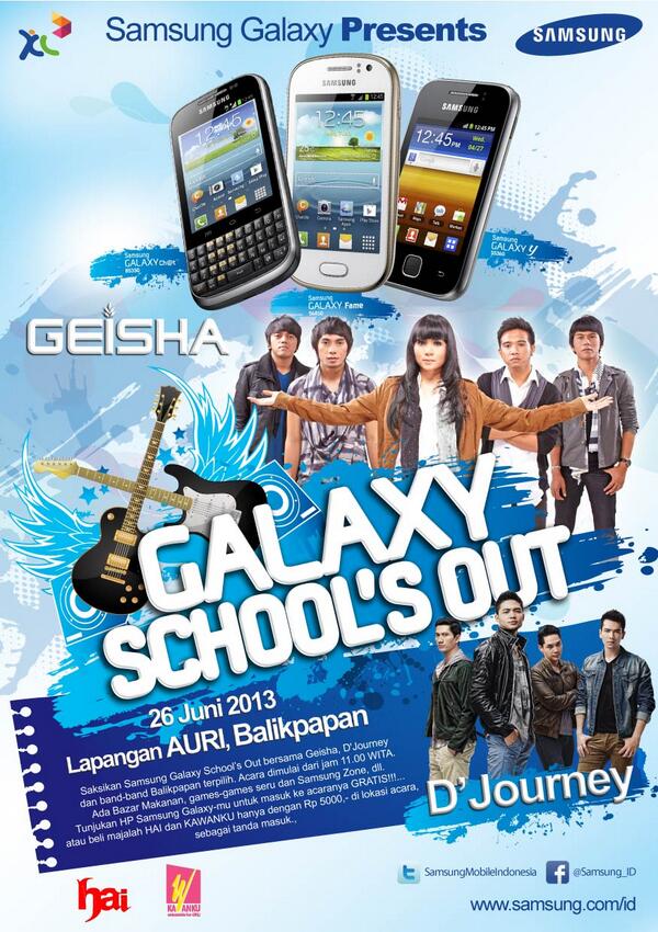 Tunjukan HP Samsung Galaxy-mu untuk masuk GRATIS ke acara Samsung Galaxy School's Out. Be there, enjoy the concert!
