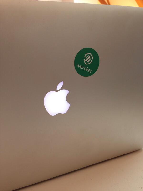 wercker's tweet image. Stickers came! We’ll be sending these out to those of you with green builds! #developervelocity #wercker