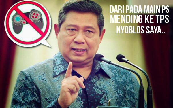 artdiles's tweet photo. Dari pada main PS, mendingan ke TPS... Nyoblos Saya *SBY* http://t.co/WEXHw1yFAp
