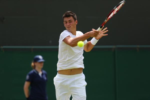 Wimbledon's tweet photo. #Tomic through in 5 v Querrey 7-6 7-6 3-6 2-6 6-3 #Wimbledon #Aussie http://t.co/8gqOJCx2EK