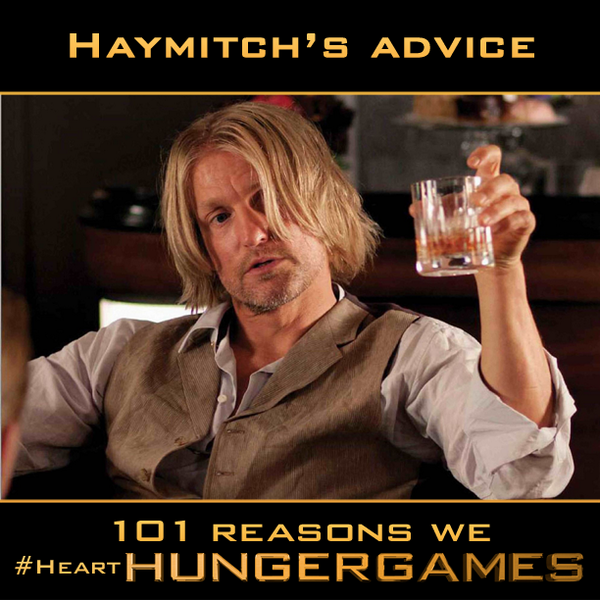 TheHungerGames's tweet photo. Why We #HeartHungerGames - Reason No. 10: Haymitch's bittersweet guidance. http://t.co/RvJrFvso26