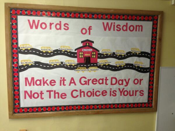 Words of Wisdom bulletin board all set for September! Loving it. @mrreed19 @MissCappuccio <a href="/jennifer_petro/">Jennifer Petro</a> 👍👍