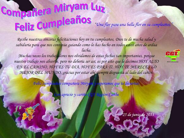 CGTREGIONCARIBE's tweet photo. A la gran mujer, a las más berraca que ha tenido el sindicalismo y sobre todo, la CGT. Mil felicitaciones http://t.co/OJ2eR1Ta4E