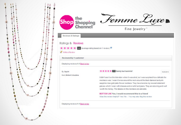 It is always great to get #FiveStar feedback from customers! ;) #theShoppingChannel #Canada #FemmeLuxeFineJewelry