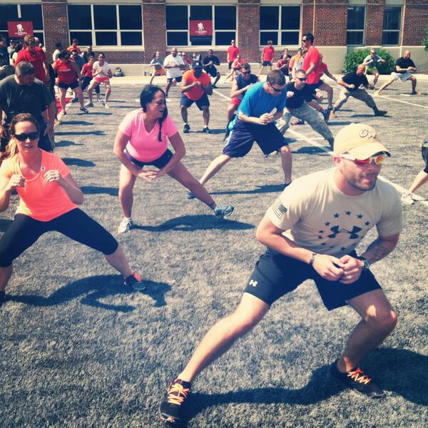 wwp's tweet photo. 50 warriors, family, and staff  joined @UnderArmour during their monthly warrior workout to kick-off Freedom Day! http://t.co/WxT5AfRvj0