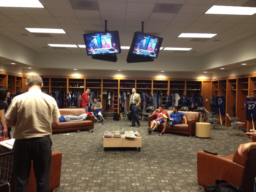 Texas Rangers on X: Visiting team clubhouse in Yankee Stadium. Guys  relaxing before BP. #TexasTweetScenes  / X