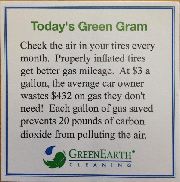 CapstoneCleaner's tweet photo. Check the air in your tires every month. Properly inflated tires get better gas mileage. http://t.co/RmS4d5RiF0