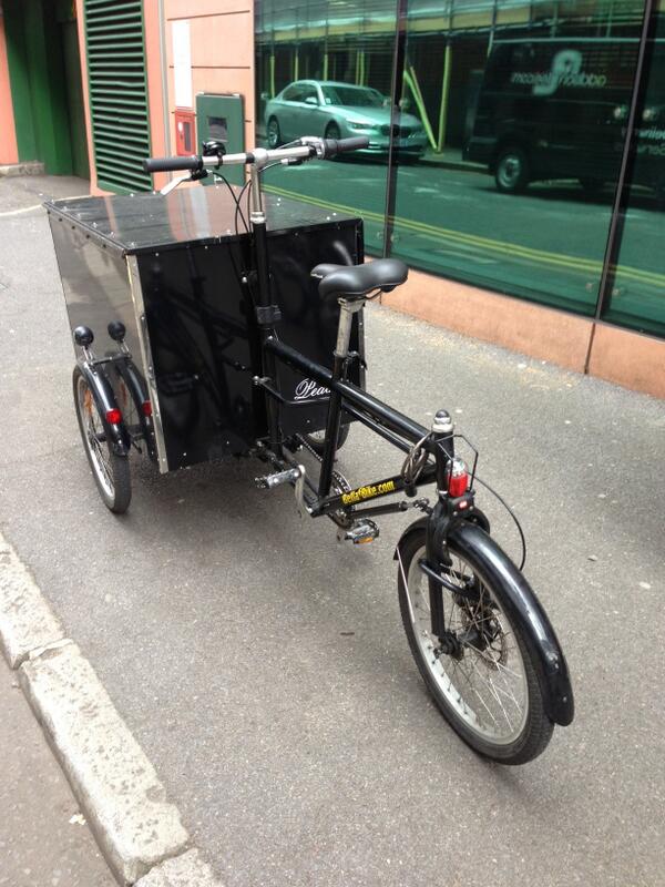 Collected 2 new additions to our fleet of #cargobikes. Bellabikes have a huge cargo box and funky rear wheel steering