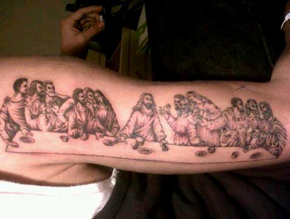 davetat on X: "My #tattoo work #lastsupper #jesus #disciples #arm at #customink #harlow #essex http://t.co/l5iXj9OXng" / X