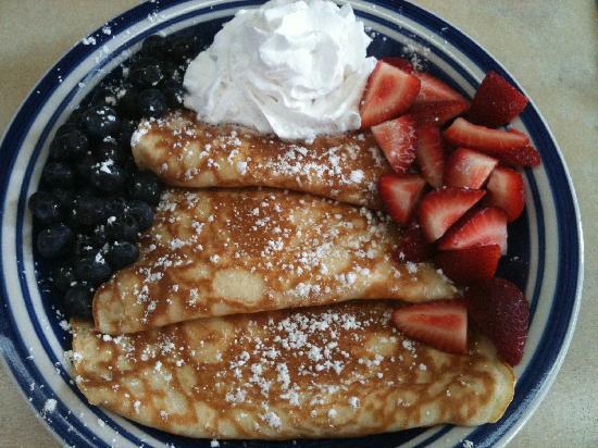 Red White and Blue Crepes start tomorrow. Nothing says summer like fresh fruit! $7.00