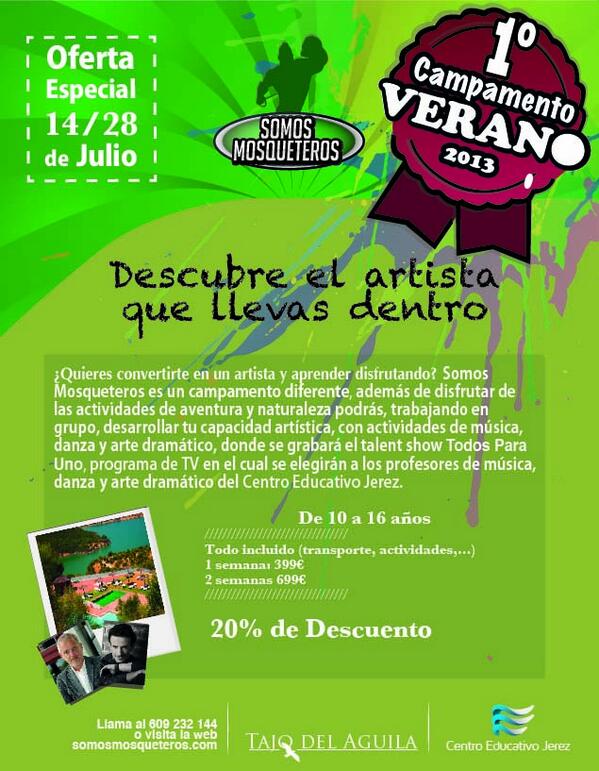 SomosMosketeros's tweet photo. No nos olvidamos del Tajo de Águila! Nueva oferta para las fechas del 14 al 28! #campamentosomosmosqueteros http://t.co/s0OKiwemjh
