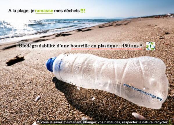 TounesRecyclage's tweet photo. A la plage, je ramasse ma bouteille ! #Tunisie #Tunisia #Pollution #Green #Environnement #Écologie #Recyclage #تونس http://t.co/N26rl5mFk2