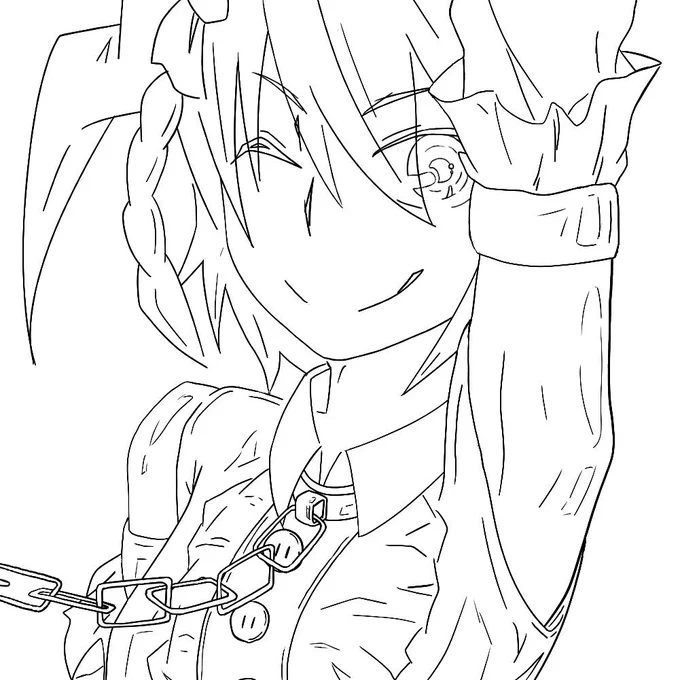 うーん、色塗りがまだまだ下手っすね。ラフからの線画は結構上手くなったんすけど。というわけで上手くできた線画もよいしょ。誰かこれ塗ってくださいっす、なんて^^ 