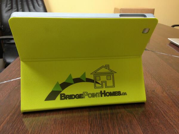 HighPrintCo's tweet image. Check out the #bridgepoint #logo we printed on @MarcoPontesPMP' iPad case! #printing #gta #realestate #realty #to