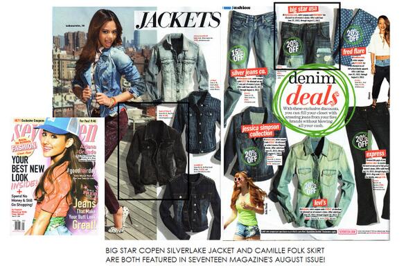 properfools's tweet image. @BigStarUSA featured TWICE in the August issue of @seventeenmag !! #denimjacket #denimskirt #bigstarusa