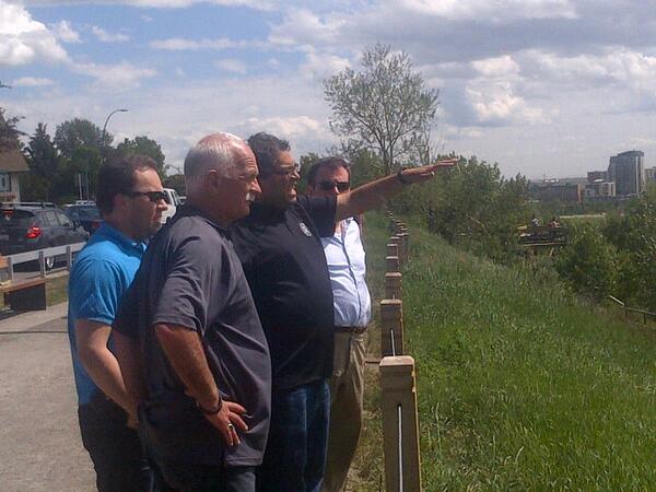 Touring flood damaged areas in Calgary with <a href="/kenneyjason/">Not Jason Kenney</a>, <a href="/nenshi/">Naheed Nenshi</a> and <a href="/MinisterJono/">Jonathan Denis</a>. #ABFlood