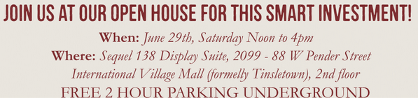 Sequel138's tweet photo. Open House
When: June 29th, Saturday Noon to 4pm 
Where: Sequel 138 Suite 2099 | 88 W Pender 
http://t.co/ftOqyOJLAV http://t.co/gY4grXNq0T