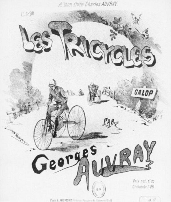 erase_m's tweet image. Georges #Auvray (1858-1931) - Les tricycles : galop (1890)
gallica.bnf.fr/ark:/12148/btv…
ジョルジュ・オヴレ作曲「三輪車、ギャロップ」表紙。大人の乗り物ですな