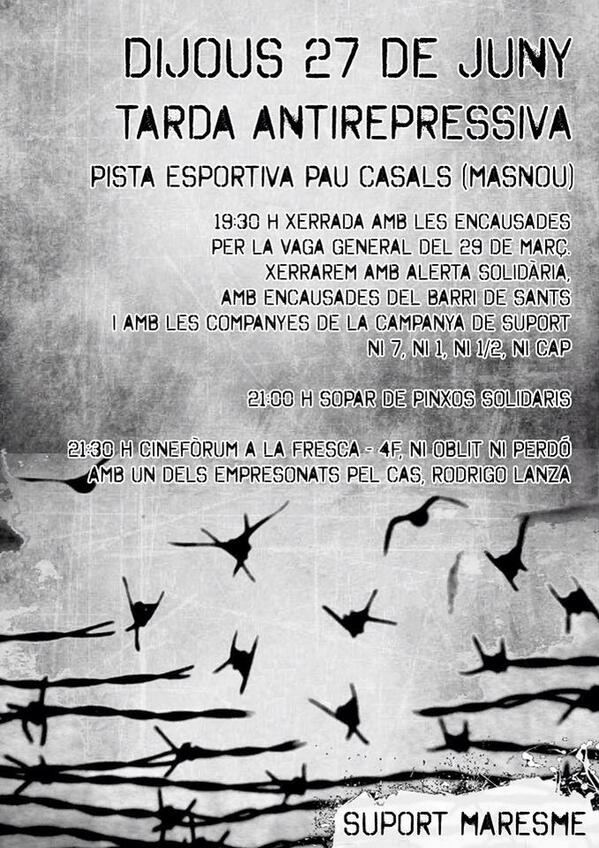 Aquesta tarda a #Masnou antirrepressió i solidaritat #Maresme