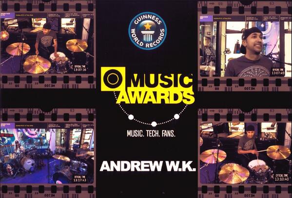 RT <a href="/tonyortiz120/">Tony Ortiz</a>: Exactly a week ago from today with <a href="/AndrewWK/">Andrew W.K.</a>!! <a href="/OMusicAwards/">O Music Awards</a> <a href="/MTV/">MTV</a> #drumathon #partyhard