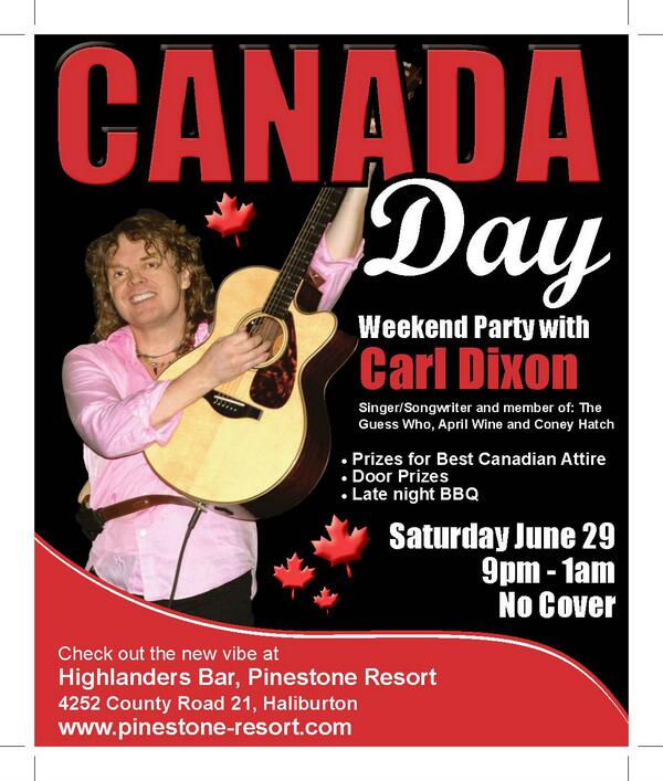 Carl Dixon is playing here Sat night! Wear your best Cdn attire to win prizes! @DiamondDitty