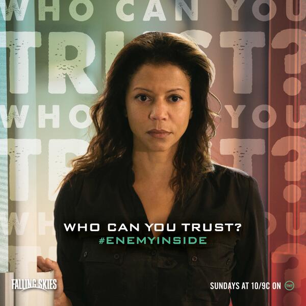 FallingSkiesTNT's tweet photo. Charleston has an #enemyinside. RT if Marina is one of your suspects. Watch #FallingSkies Sundays at 10/9c on TNT. http://t.co/JlZilGTPgr