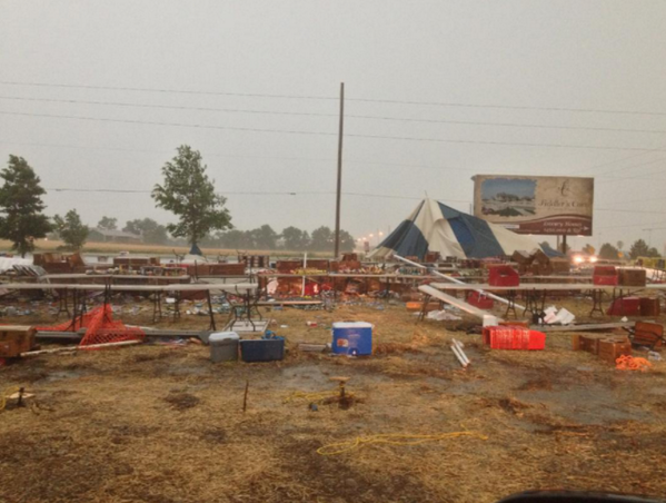 #FireWorks stand obliterated in Northwest Wichita as an 89 mph wind gust rolled nearby. #incredible #kswx