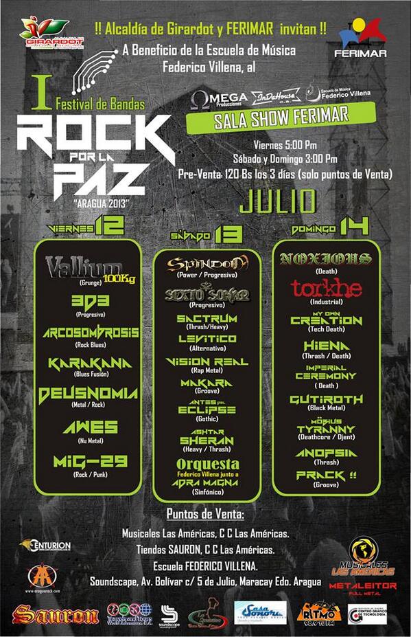 Buenos dia gente hoy comienza el festival rock por la paz en sala show ferimar invita @amigosdemaracay <a href="/bastidaspedro/">Pedro Bastidas</a>