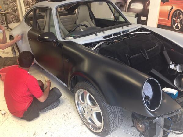 Xtreme_Wraps's tweet photo. PROJECT XTREME PORSCHE 911 TURBO CONVERSION.GETTING WRAPPED IN SATIN BLACK.GLOSS BLACK DETAILING. http://t.co/4GvXwNKAV2